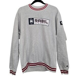 Champion Reverse Weave x  Rabil Overnight Sweatshirt Mens Medium Grey Striped